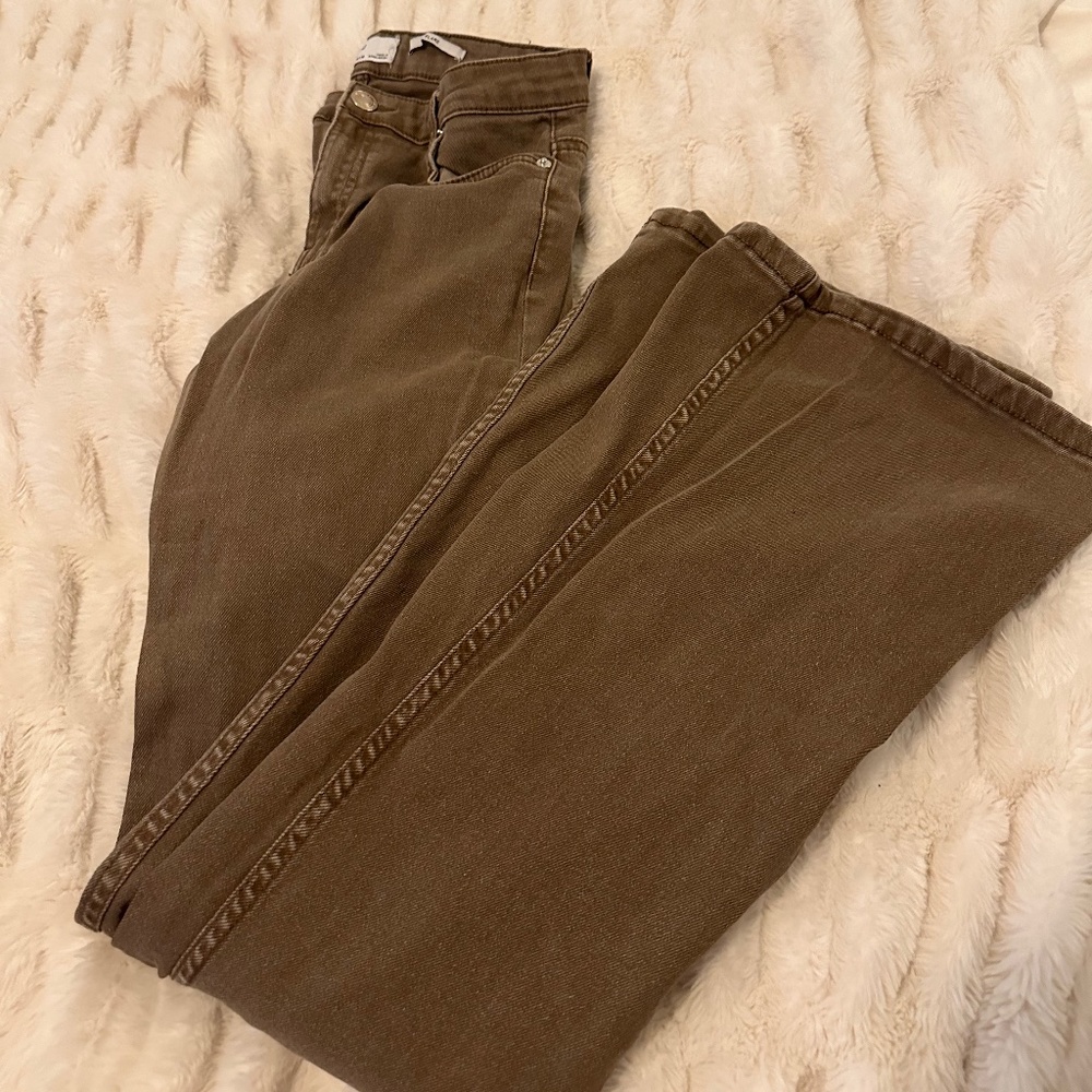 Bershka Brown Flare Jeans